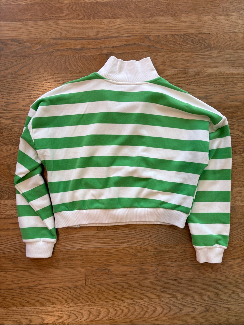 JoyLab Green and White Striped Half-Zip Cowl Pullover - Picture 3 of 3